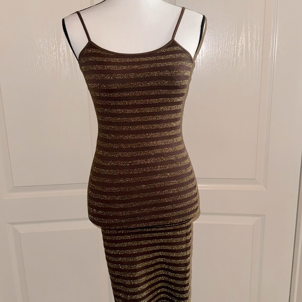 Stripe Glitter Bodycon Dress - One Size